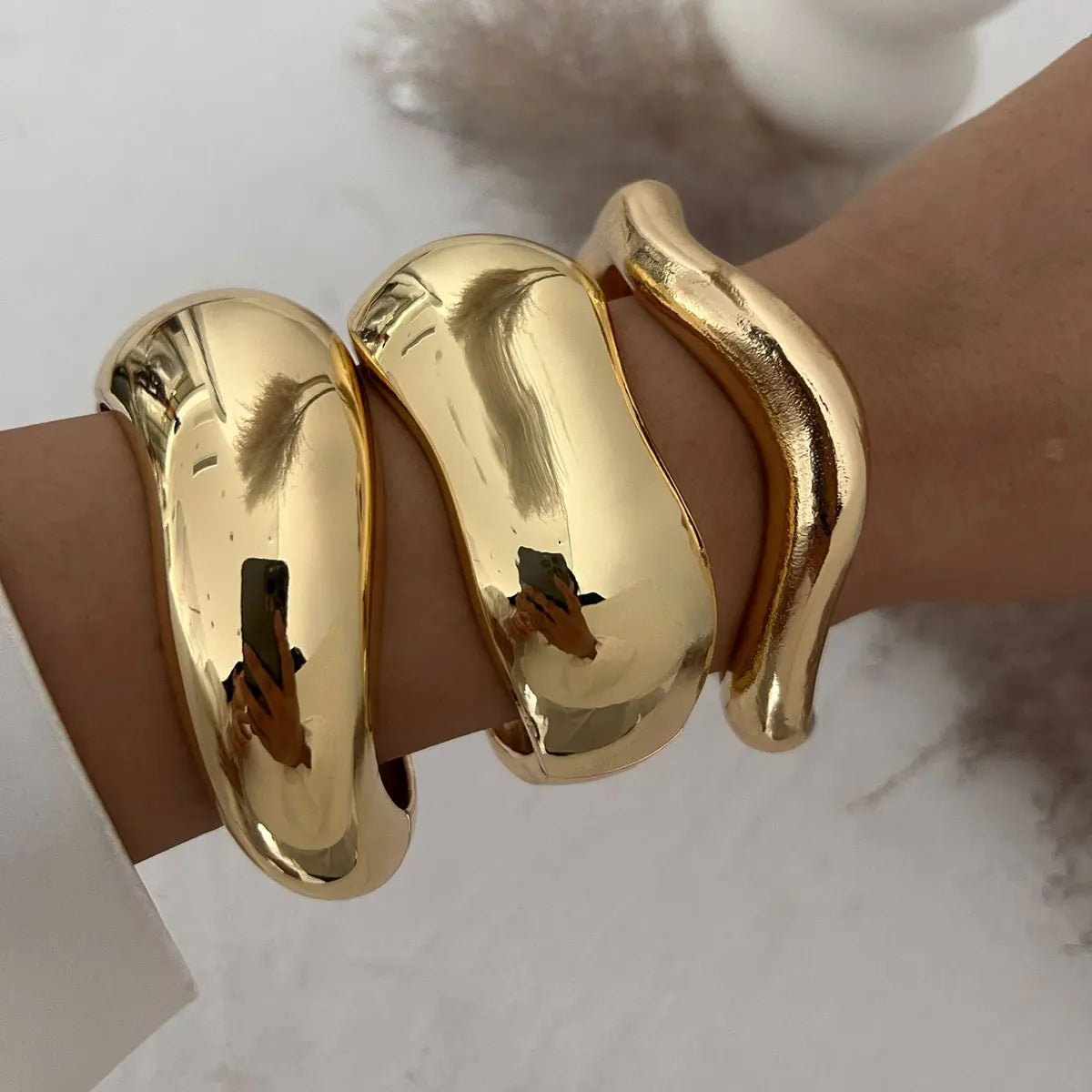 Cuff Bangles KMVEXO Punk Vintage Irregular Chunky for Women Bracelets Bangles