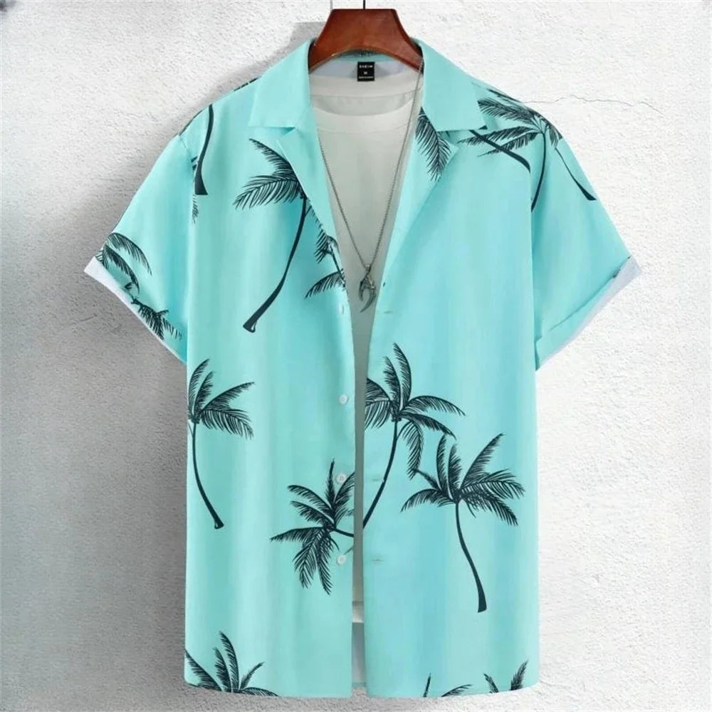 Men's Shirts 3D Printed Geometry Loose Casual Fashion Button Short Sleeve Lapel Hawaiian Blouse Shirts for Men Summer Clothing