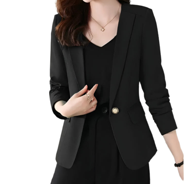 Women Blazer by ZANZEA Women Elegant OL Jackets Casual Slim Outwear Solid Lapel Neck Long Sleeve Work Thin Coats