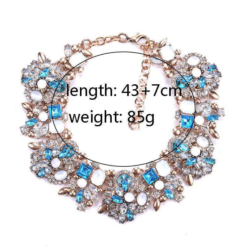 Handmade Necklace Artificial Jewellery Exaggerated Big Gem Crystal Rhinestone Choker Kundan Chunky Necklace for Women