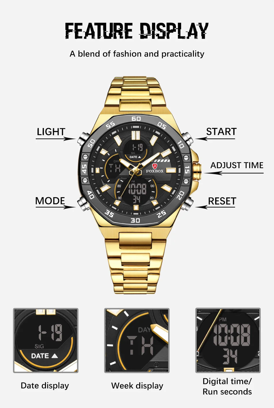 LIGE New Fashion Dual Display Watch For Men Casual Sports Military Chronograph Wristwatch Top Brand Luxury Waterproof Watches