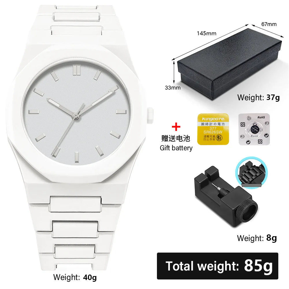 Design Quartz Watch for Men Casual Lightweight Plastic Strap Waterproof