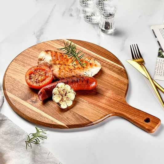 Wood Cutting Board Circular Hanging Chopping Board with Handle Kitchen Cutting Board