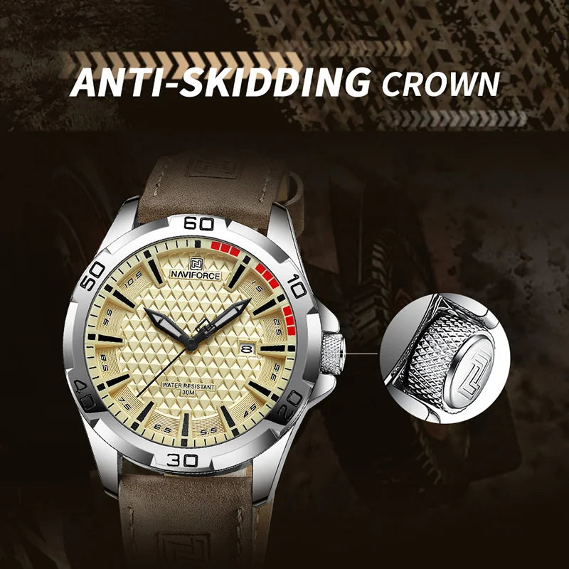 Men Watches NAVIFORCE Leather Band Quartz Wristwatches Clock Reloj Hombre, Herren Armbanduhren