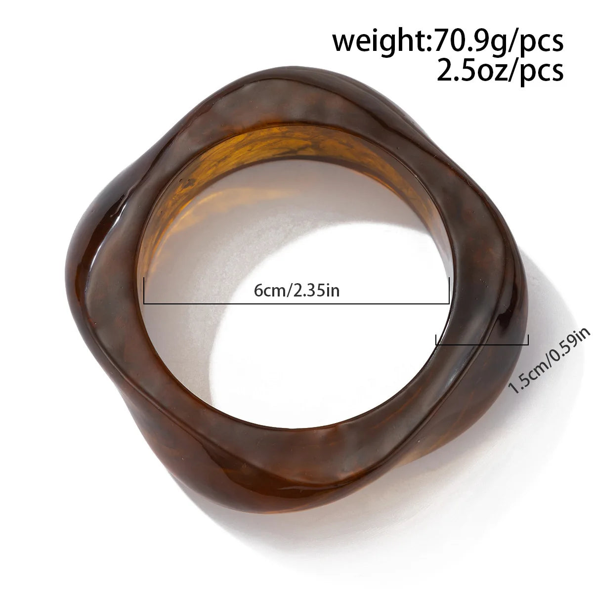 KMVEXO Vintage Punk Brown Coffee Thick Resin Acrylic Bangles Geometric Irregular Wide Cuff Bangle Bracelet