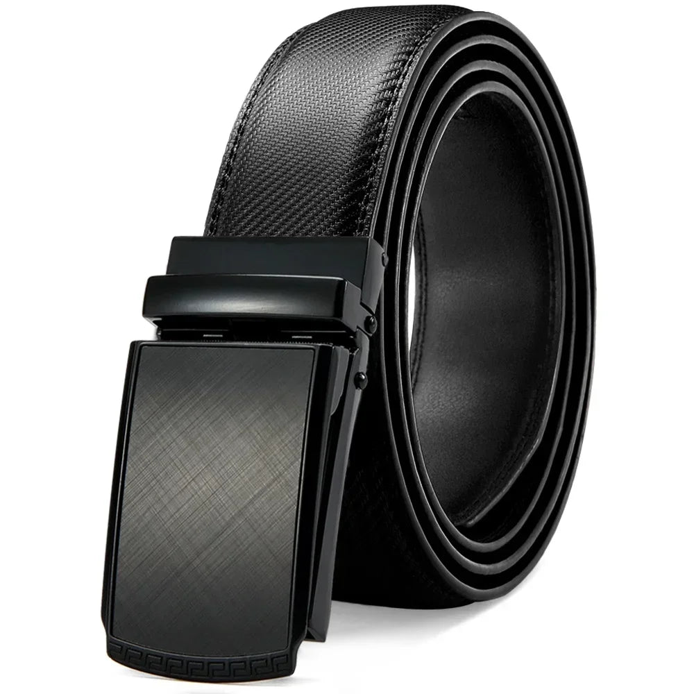 Men Genuine Leather Belt Metal Automatic Buckle Adjustment Adjustable Leather Belt