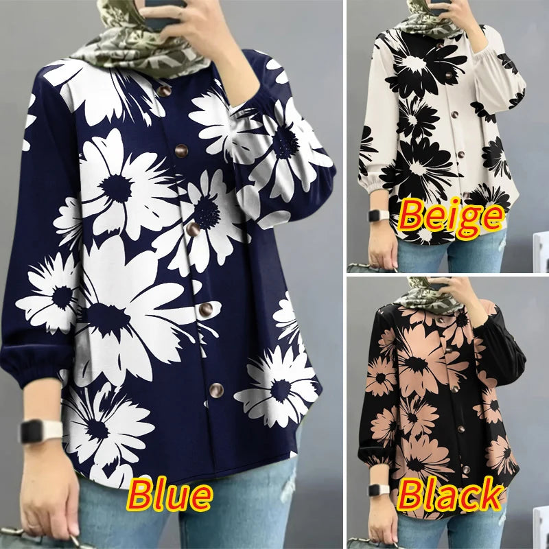 Women Blouse Autumn ZANZEA Fashion Long Sleeve Floral Printed Shirt Casual Tops Vintage