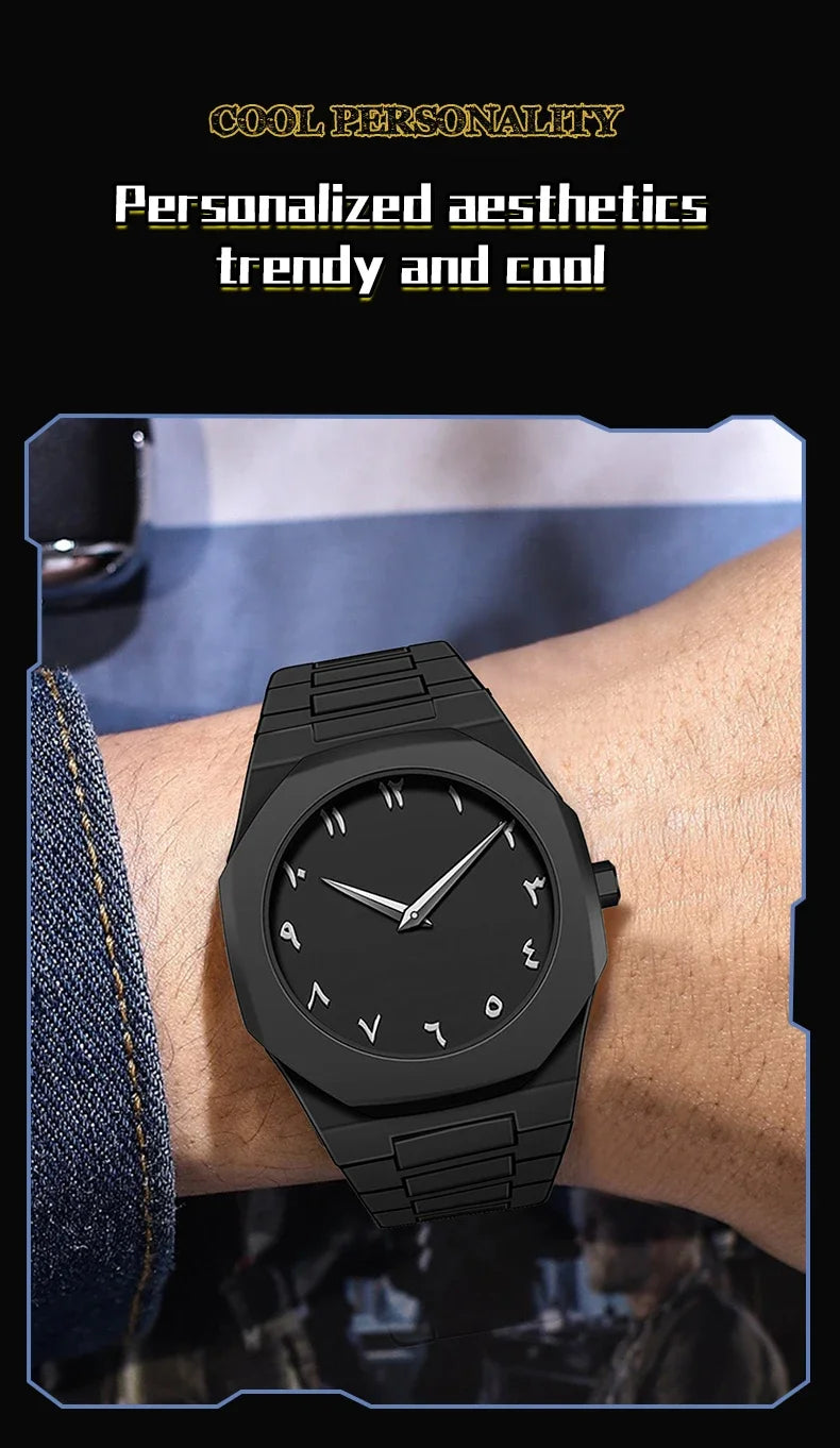 Design Quartz Watch for Men Casual Lightweight Plastic Strap Waterproof