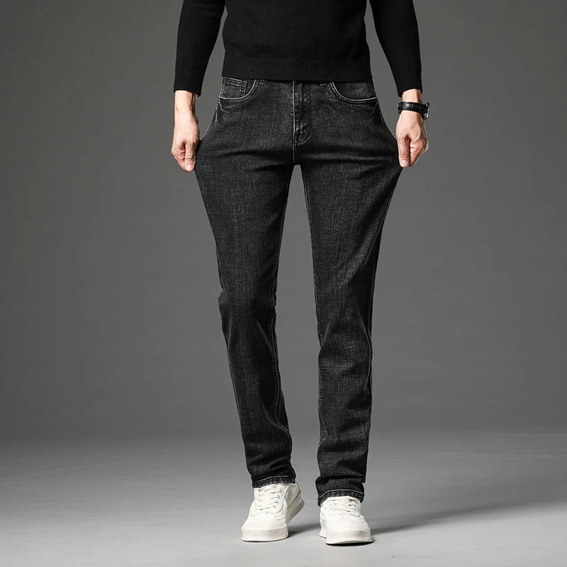 Men Jean Pant Cotton Stretch Classic Retro Straight Slim Straight Trouser Male Clothing Pants