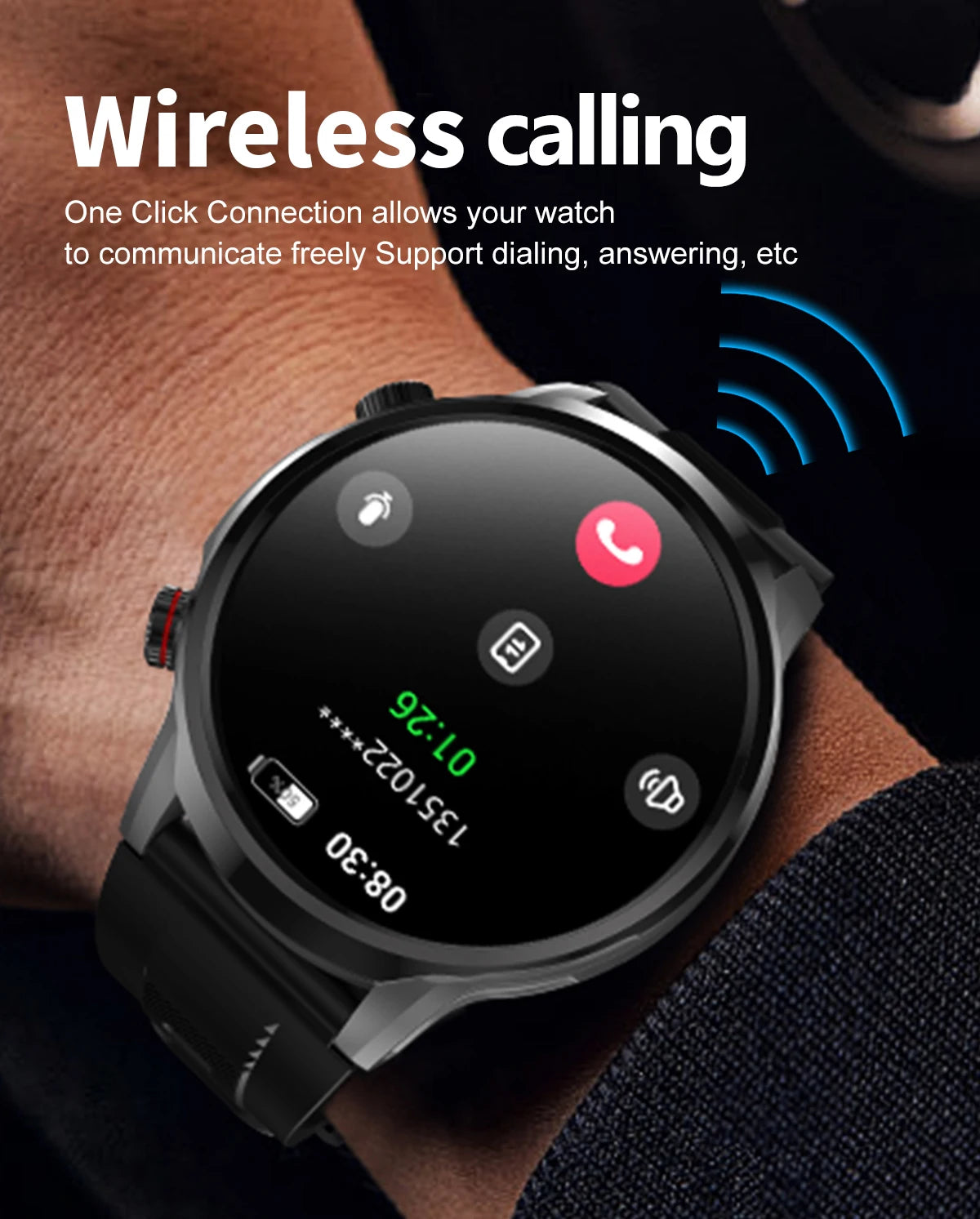 LIGE Smart Watch 1.95 inch Large Screen Bluetooth Calling Health Monitoring 500mAh Large Battery AI Voice Men Smartwatch EX100