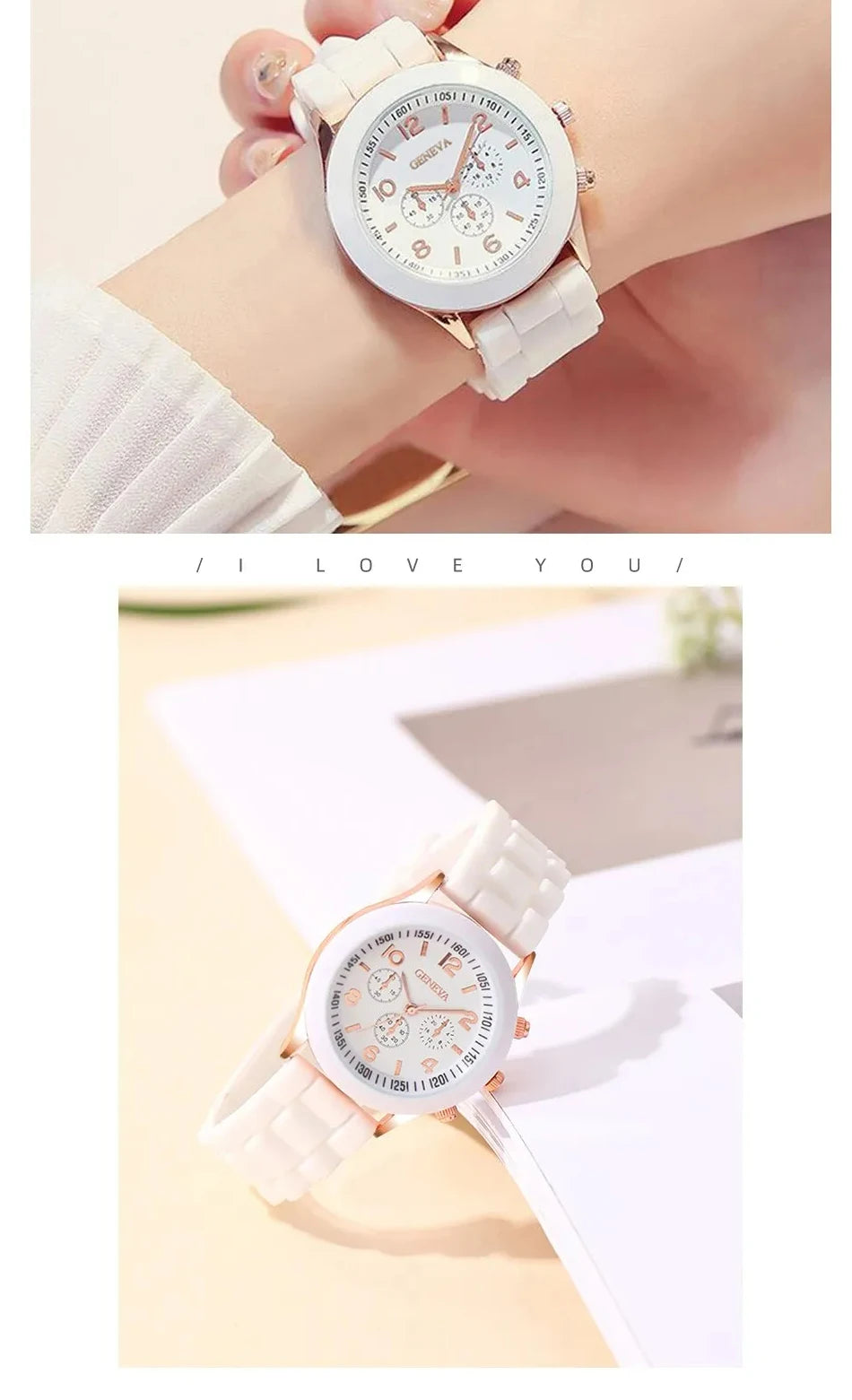 Women Quartz Watch in Silicon Strip in (4 Pcs Set, 2pcs Watch, & 2 pcs Bracelet) Watches Luxury Set