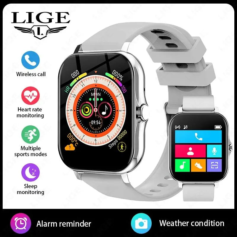 LIGE Smart Watch For Men Women Gift 1.44' Full Touch Screen Sports Fitness Watches Bluetooth Calls Digital Smartwatch Wristwatch