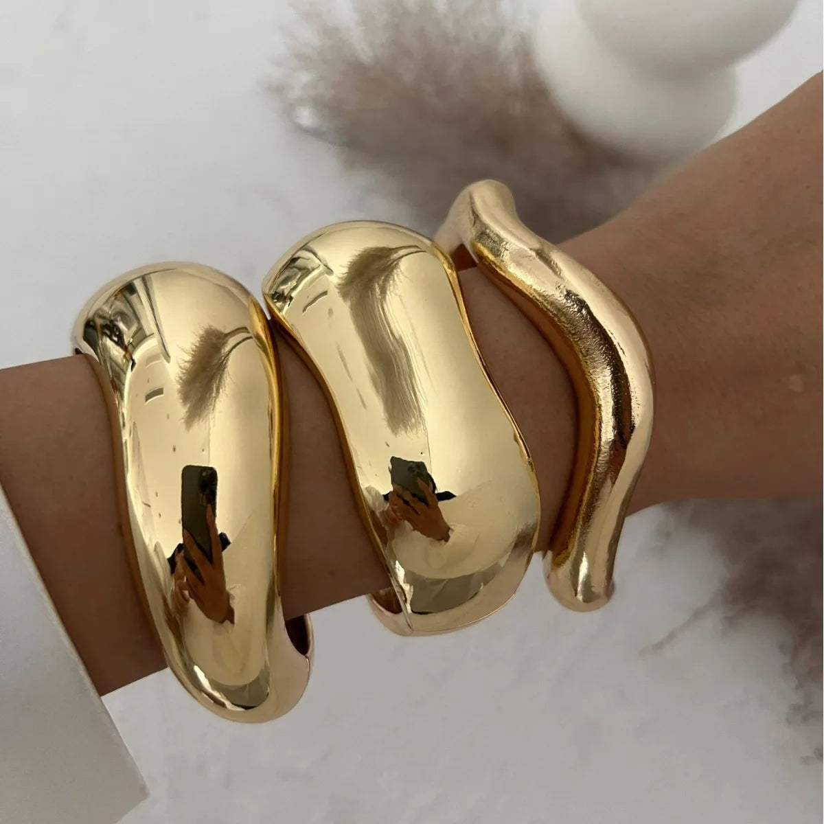 Cuff Bangles KMVEXO Punk Vintage Irregular Chunky for Women Bracelets Bangles