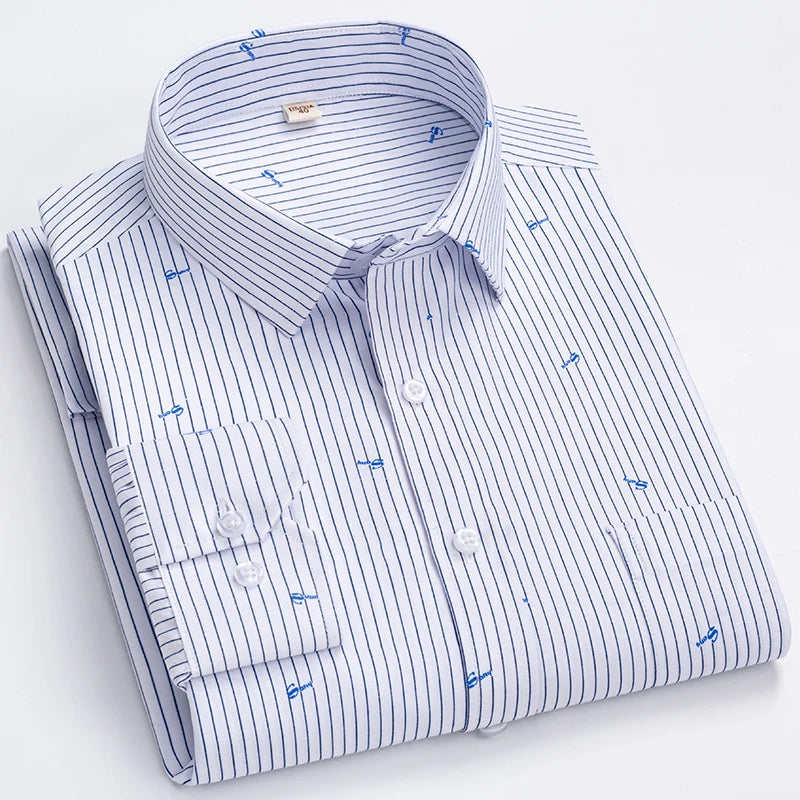 Men's Shirt Long Sleeve Striped Dress Shirt Regular Formal Business Social Button-up Easy Care Luxury Shirts