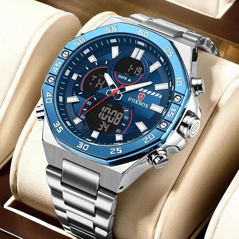 LIGE New Fashion Dual Display Watch For Men Casual Sports Military Chronograph Wristwatch Top Brand Luxury Waterproof Watches