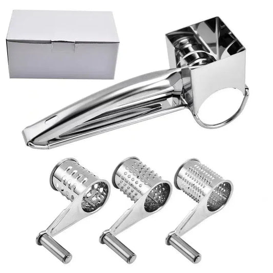 Handheld Grater, Stainless Steel, Rotary Cheese Grater, Hard Cheese or Chocolate Nuts Slicer, Shredder