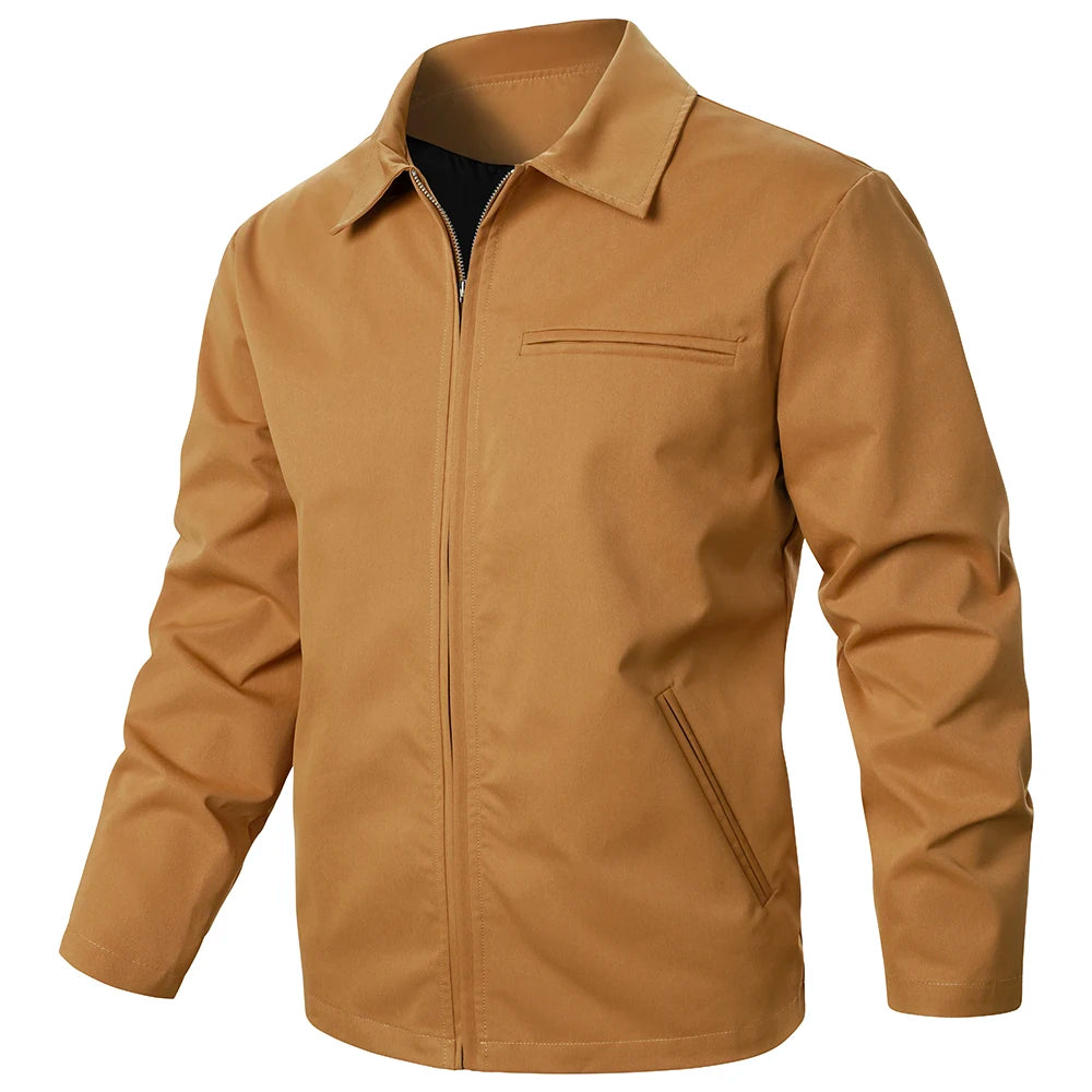 Men's Jacket Solid Color With Zipper Windproof Fashion Men's Coat Outdoor Sports Street Casual Style Men's Top Jacket Men's Coat