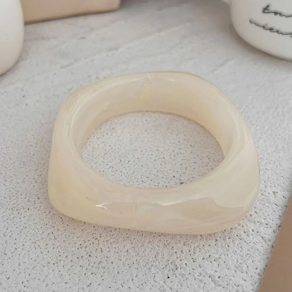 KMVEXO Vintage Chunky Coffee Thick Resin Acrylic Smudging Bangles Geometric Irregular Bangle Bracelets