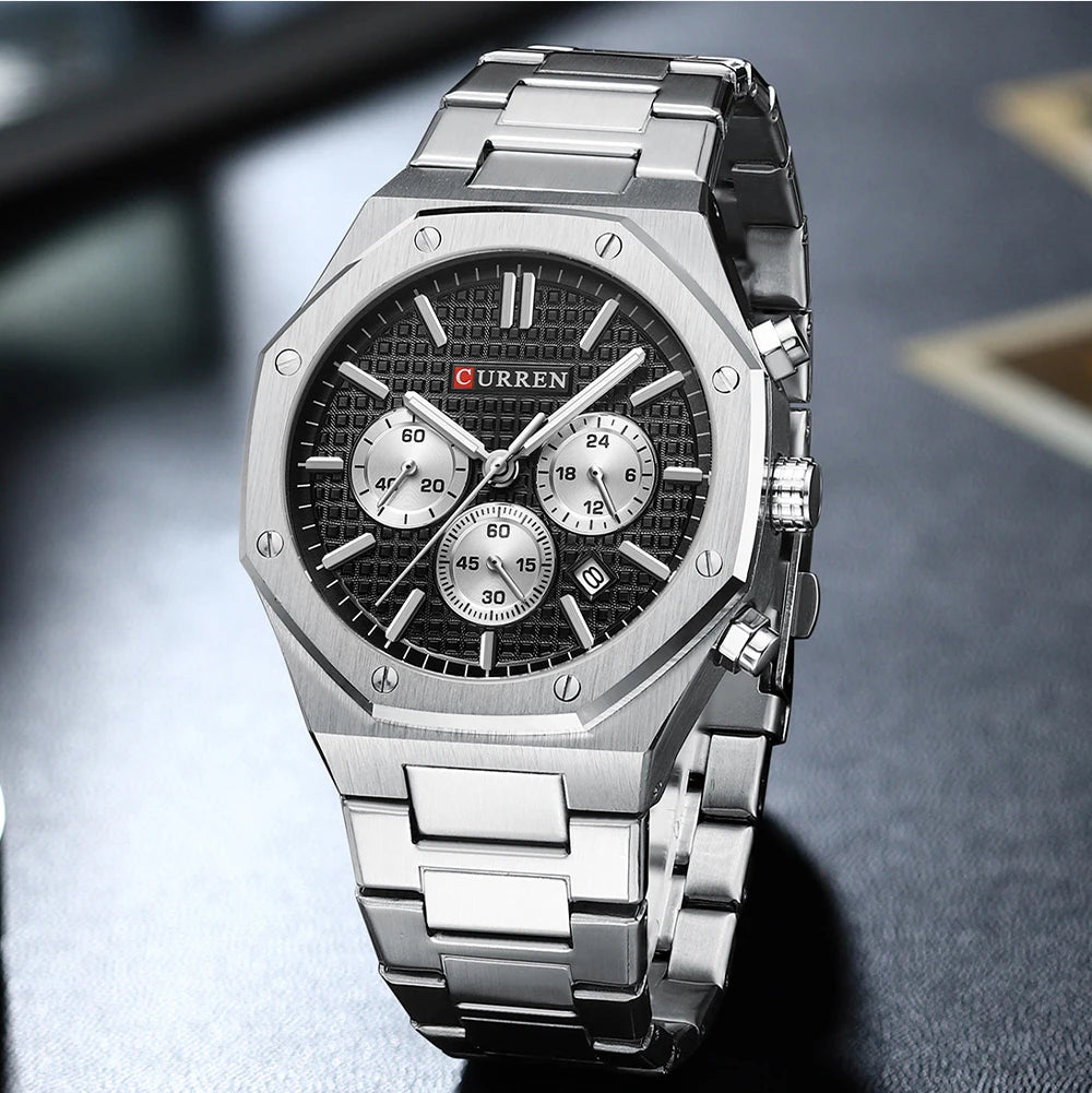 Men Quartz Watches CURREN Multifunction Luminous Quartz Male Wristwatch
