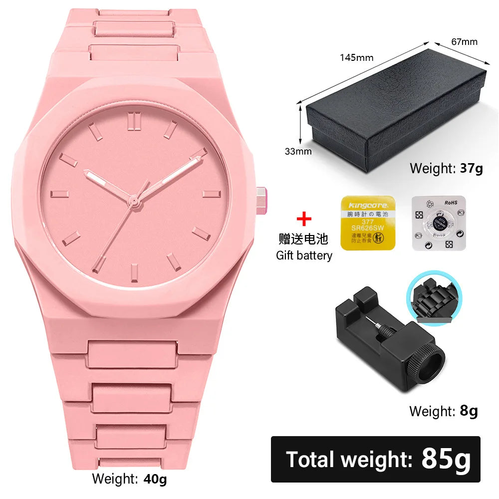 Design Quartz Watch for Men Casual Lightweight Plastic Strap Waterproof