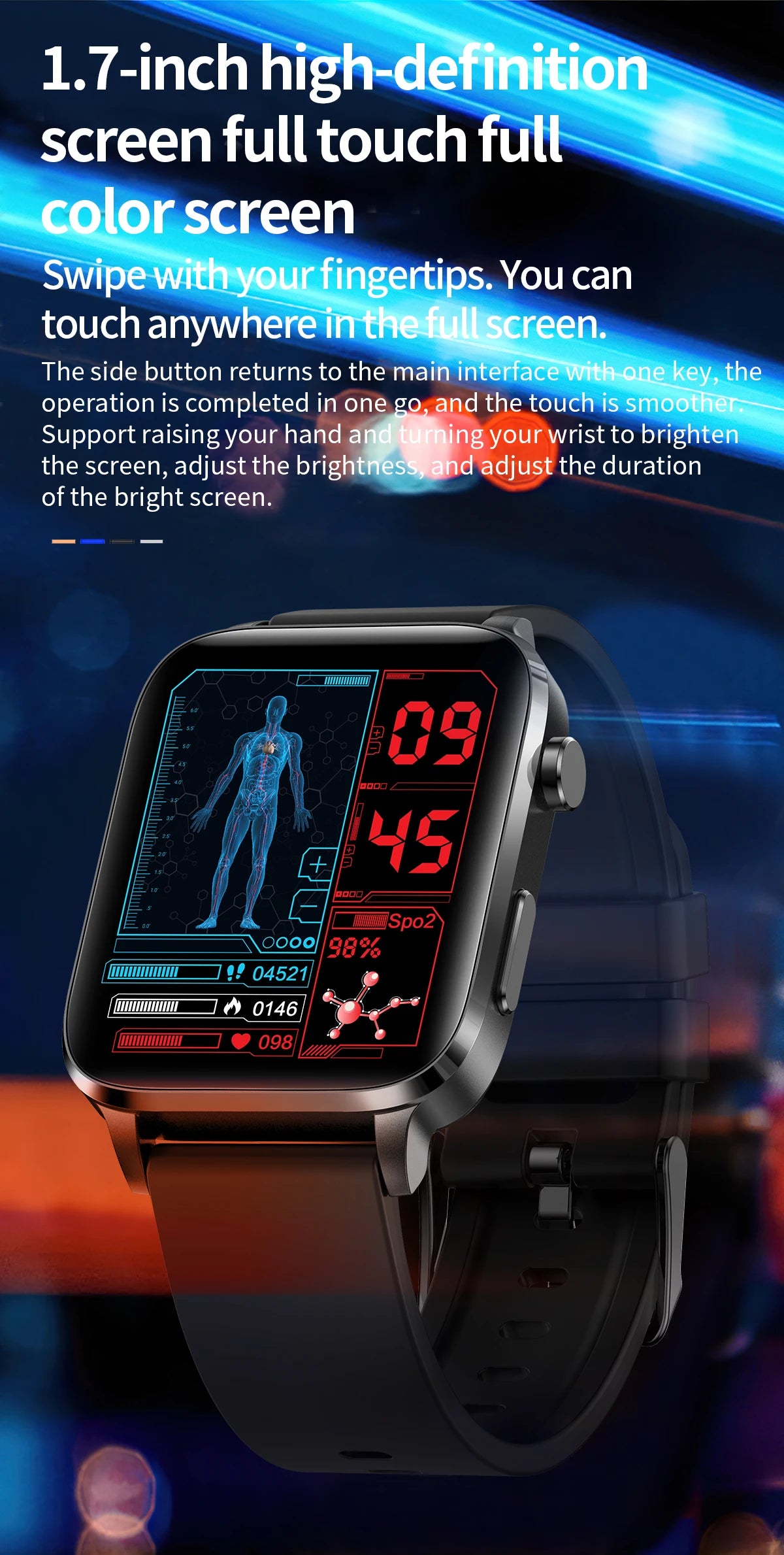 Lige New Men Smart Watch Laser Treatment Health Heart Rate Blood Pressure Waterproof Sport Watch Body Temperature Smartwatch Men