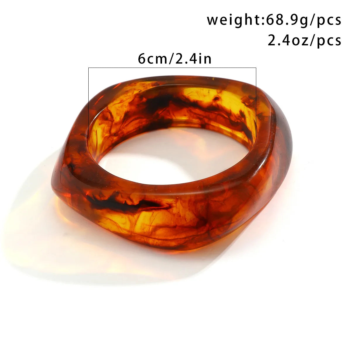 KMVEXO Vintage Punk Brown Coffee Thick Resin Acrylic Bangles Geometric Irregular Wide Cuff Bangle Bracelet