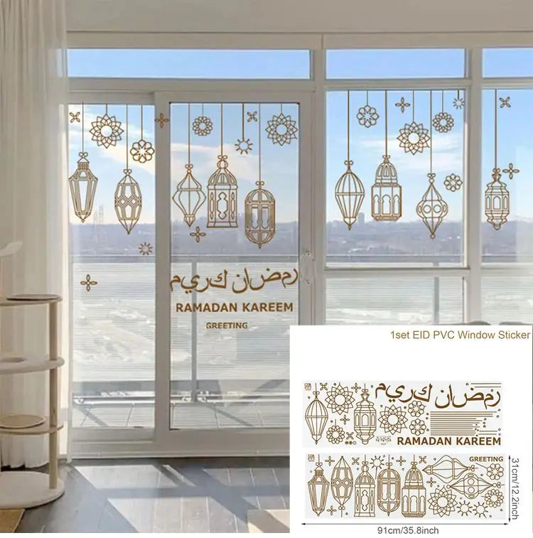 Eid Window Stickers Ramadan Decoration 2024 Eid Mubarak Decor for Home Ramadan Kareem Islam Muslim Party Supplies Eid Al-fitr