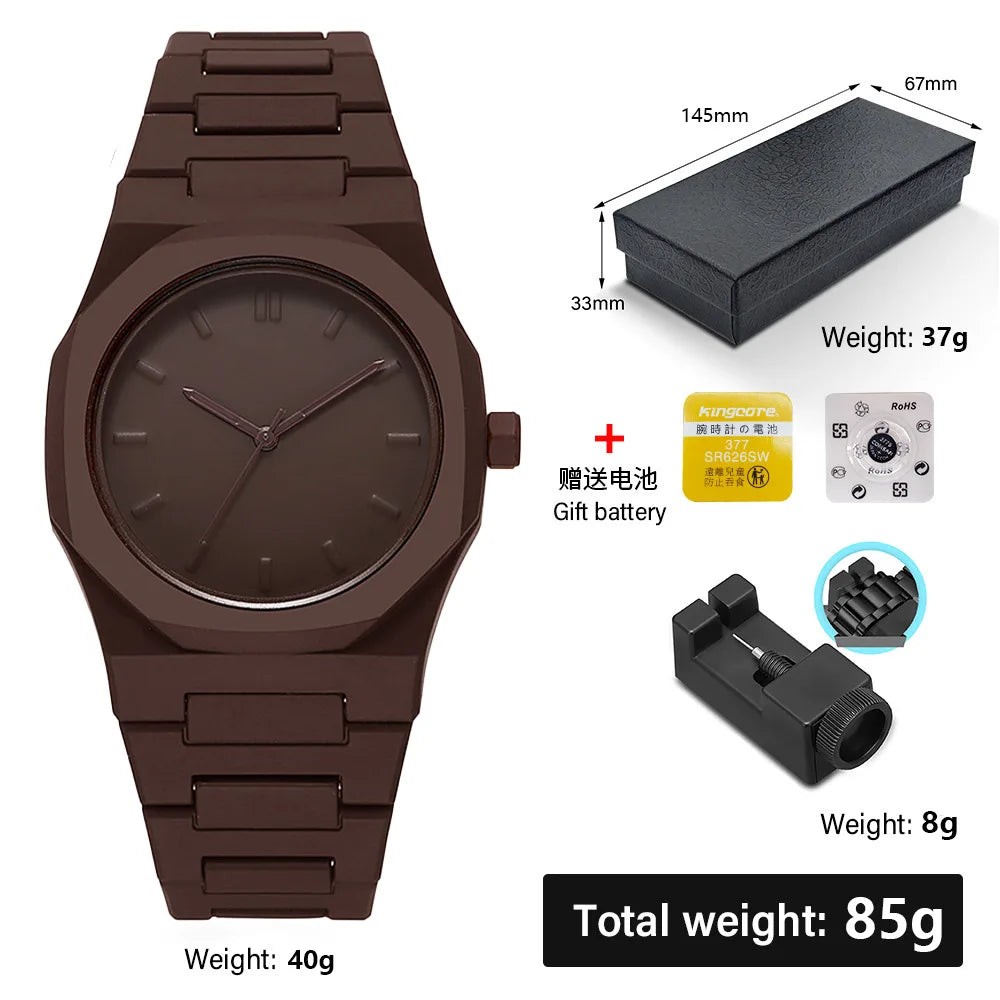 Design Quartz Watch for Men Casual Lightweight Plastic Strap Waterproof
