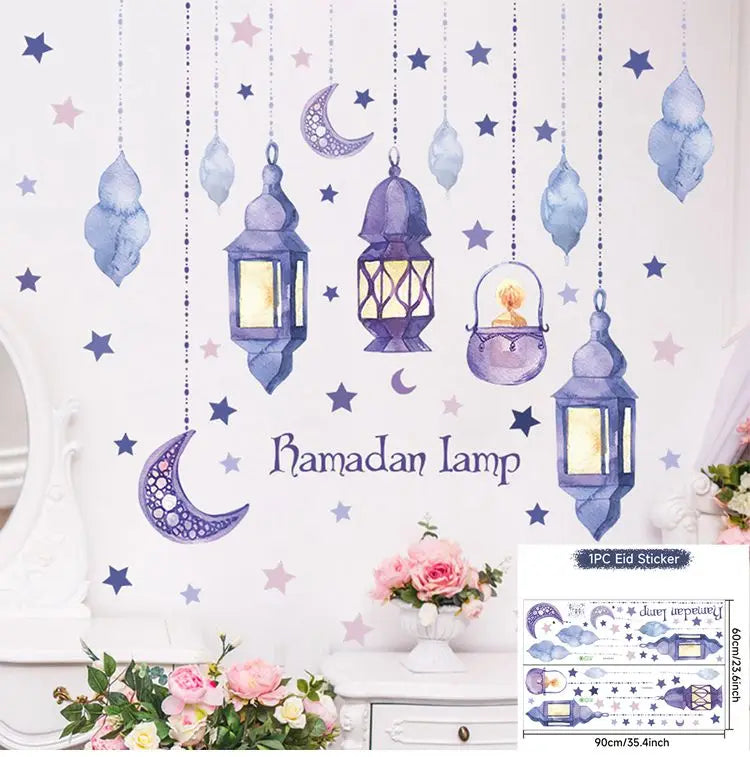 Eid Window Stickers Ramadan Decoration 2024 Eid Mubarak Decor for Home Ramadan Kareem Islam Muslim Party Supplies Eid Al-fitr