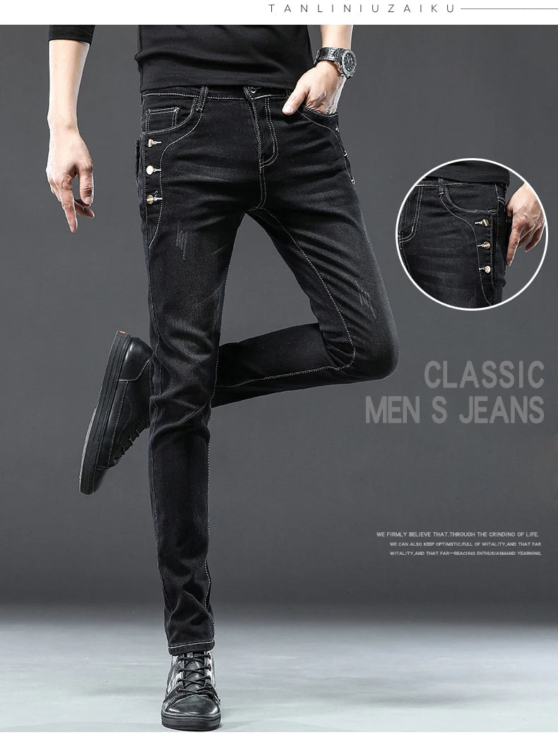 Men's Jean Casual Pant Fashion Stretch Pants Male Classic Slim Trousers