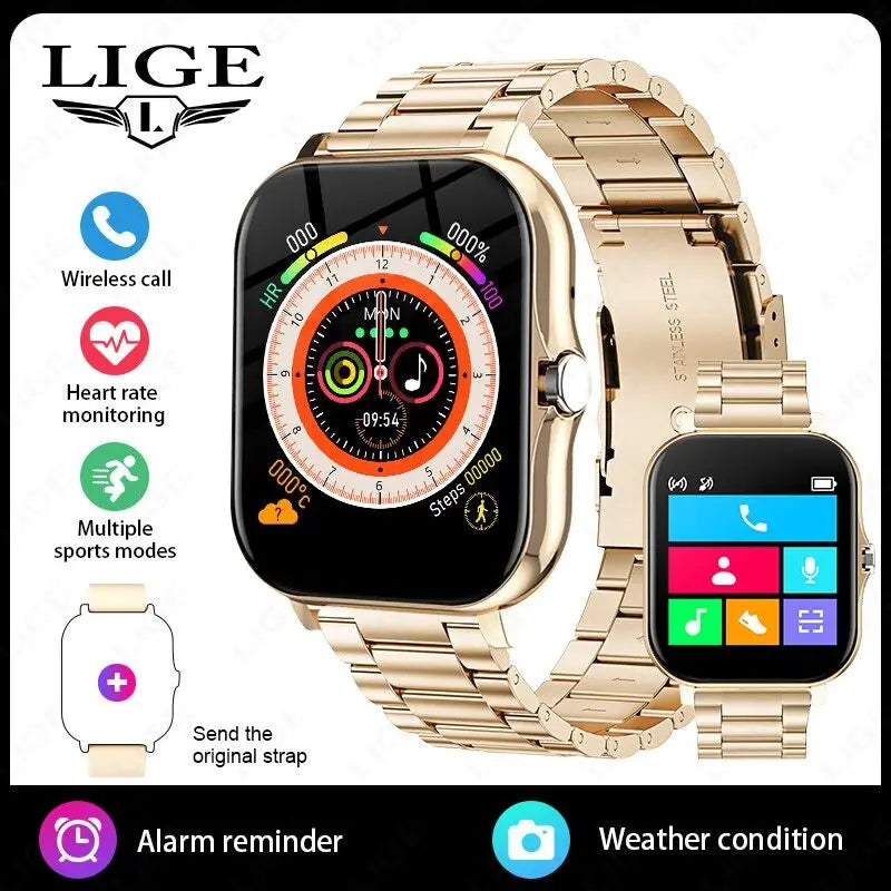 LIGE Smart Watch For Men Women Gift 1.44' Full Touch Screen Sports Fitness Watches Bluetooth Calls Digital Smartwatch Wristwatch